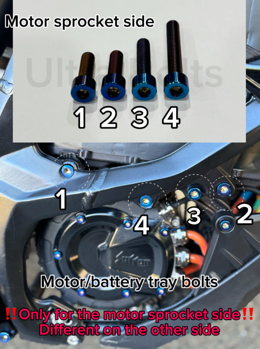 Surron ultra bee motor/battery tray bolts